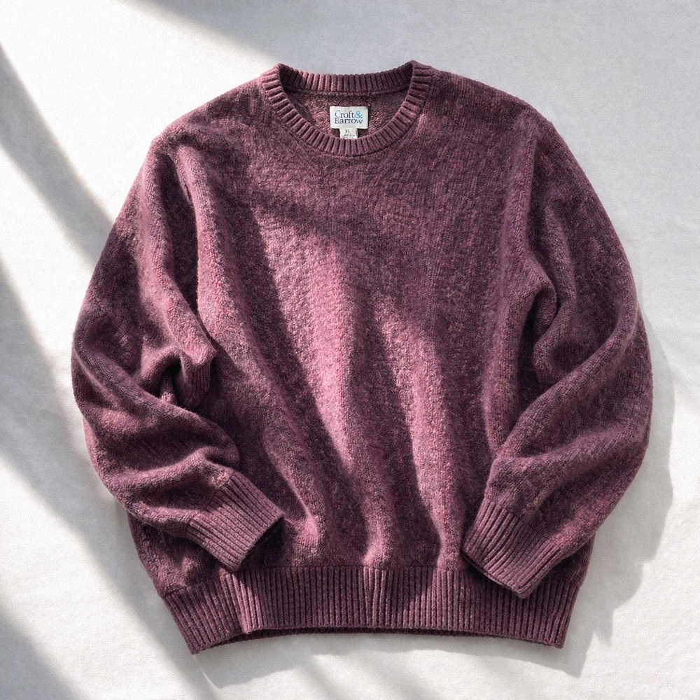 Croft &‎ Barrow Mens XL Crewneck Sweater Purple Soft Vintage Dad Basic